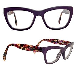 Prada VPR 14Q Purple Acetate Optical Frames 51-17-140 Made in Italy, with case